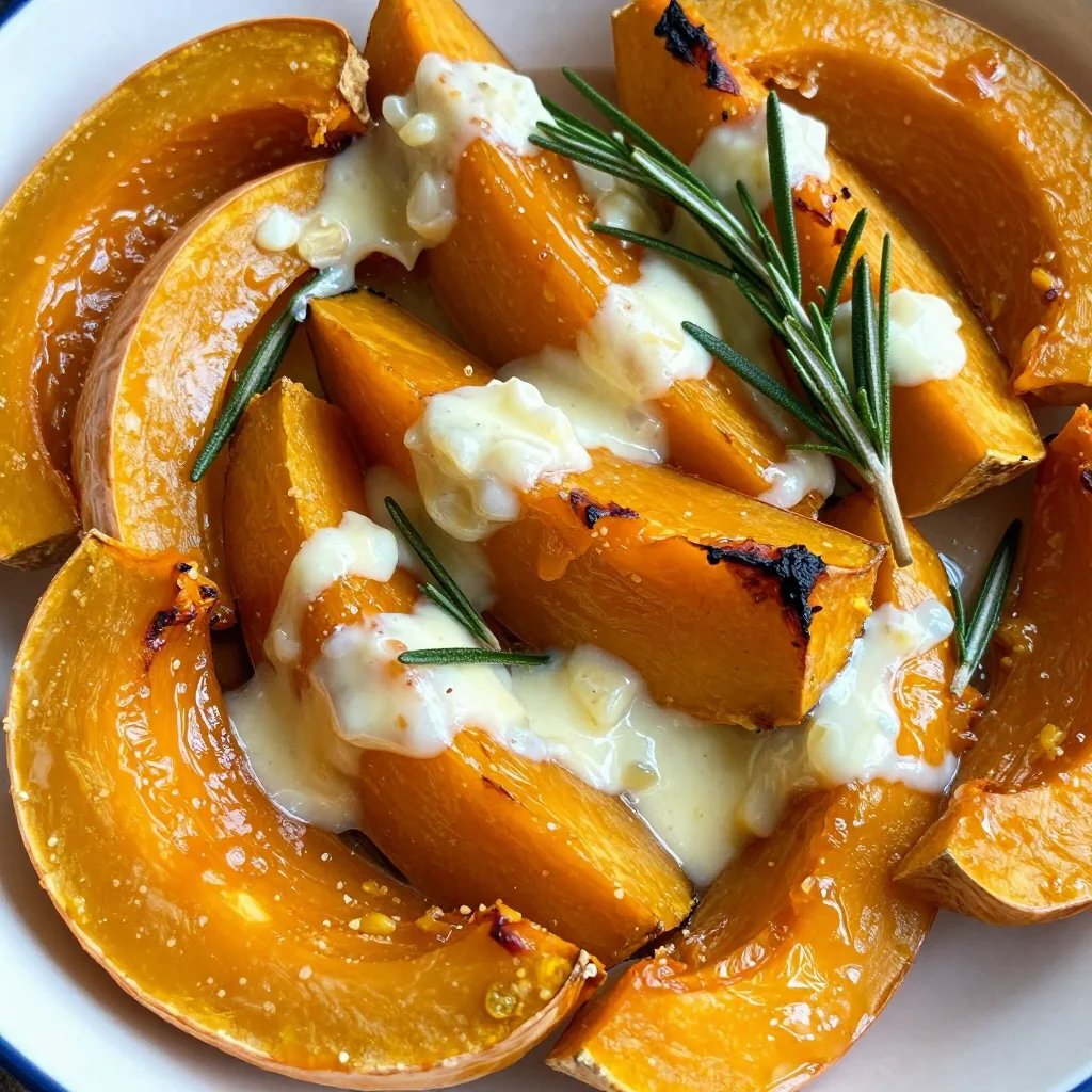 creamy garlic and lemon roasted winter squash with rosemary