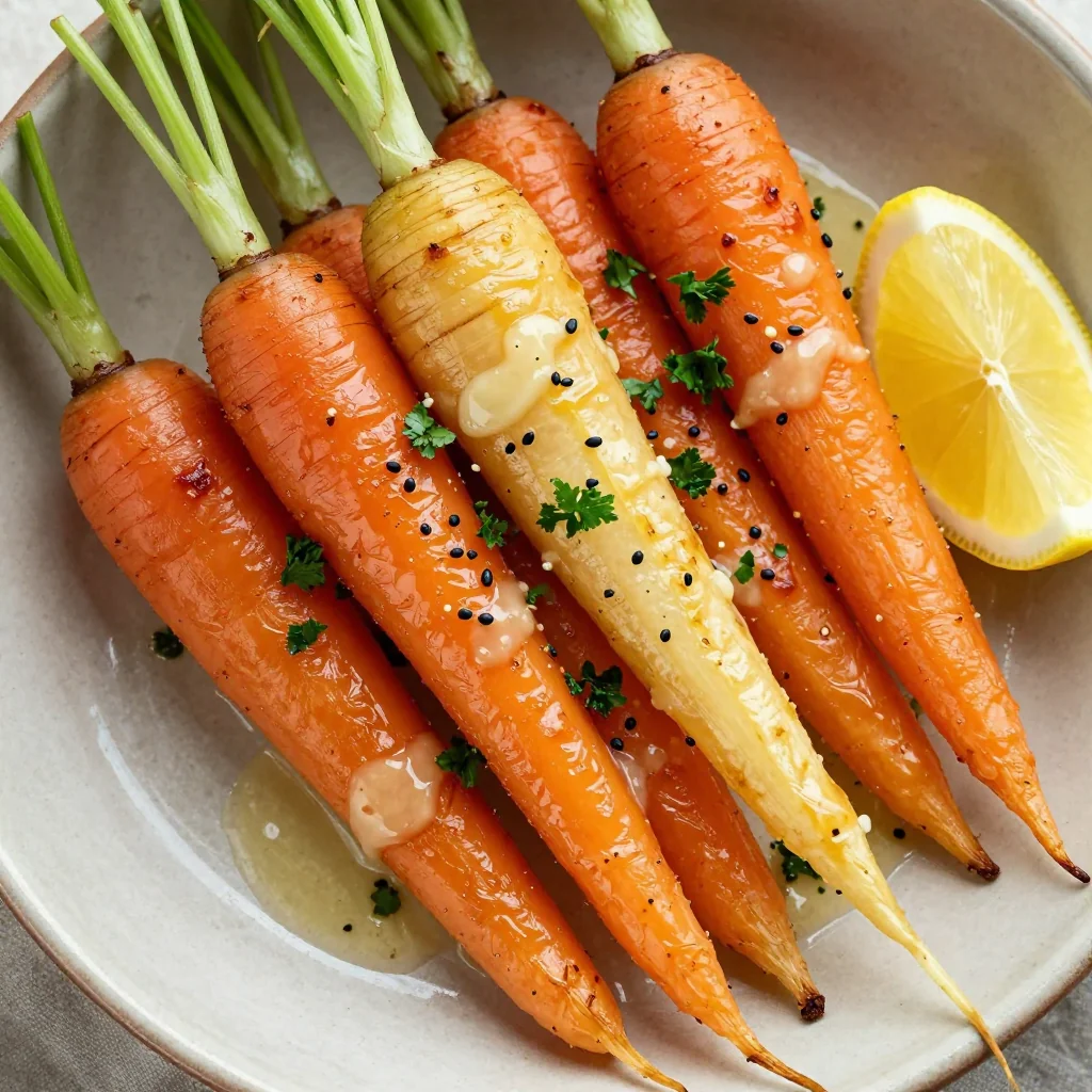 creamy lemon garlic roasted carrots and parsnips for clean eating
