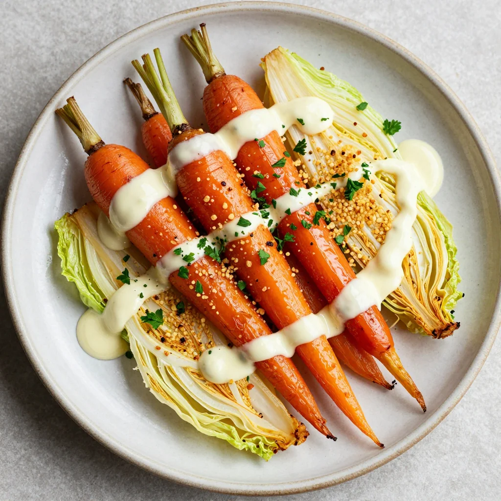 creamy lemon roasted cabbage and carrots for light family supper