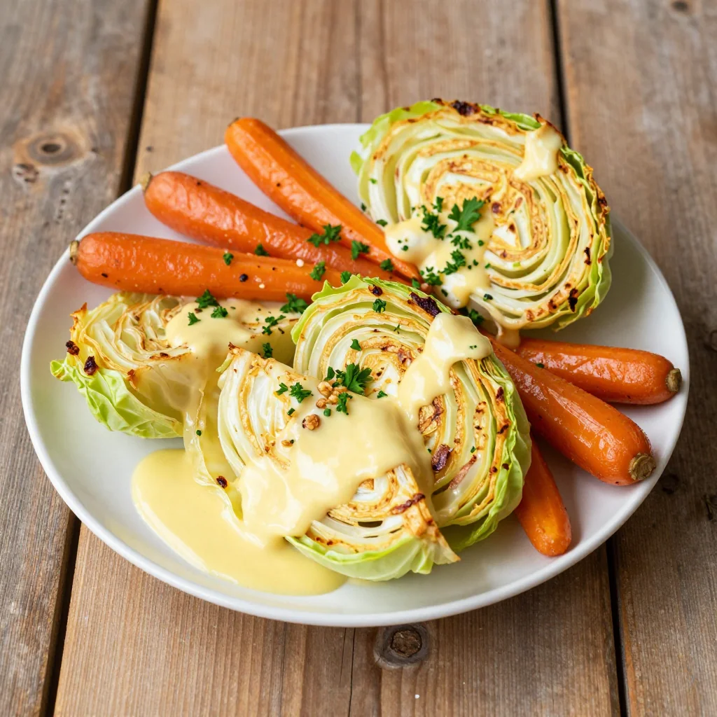 creamy lemon roasted cabbage and carrots for light family supper