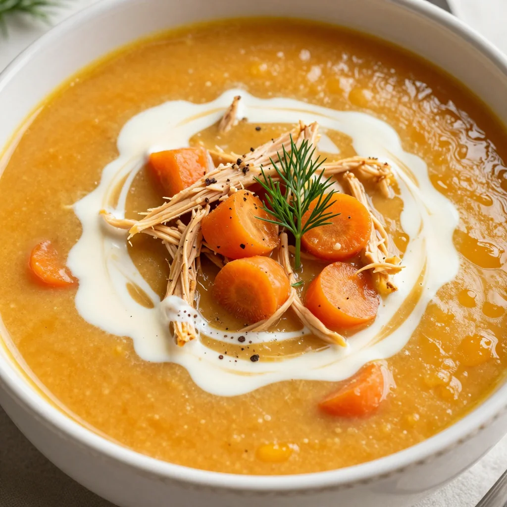 creamy slow cooker chicken and carrot soup perfect for cold winter days