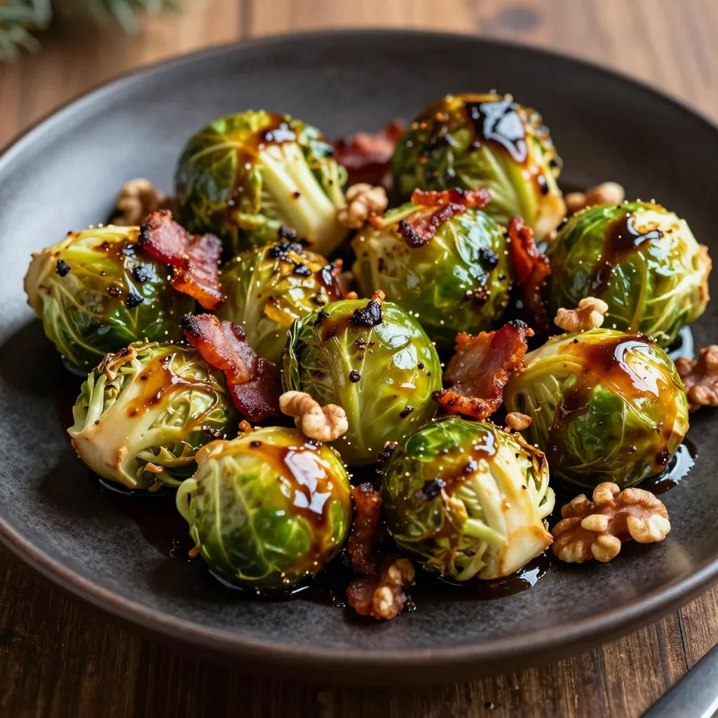crispy brussels sprouts with bacon and balsamic glaze for festive sides