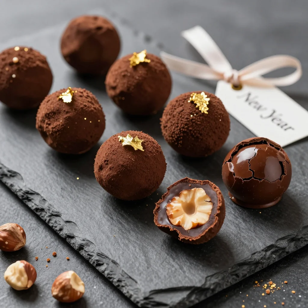 decadent chocolate hazelnut truffles for new years gift