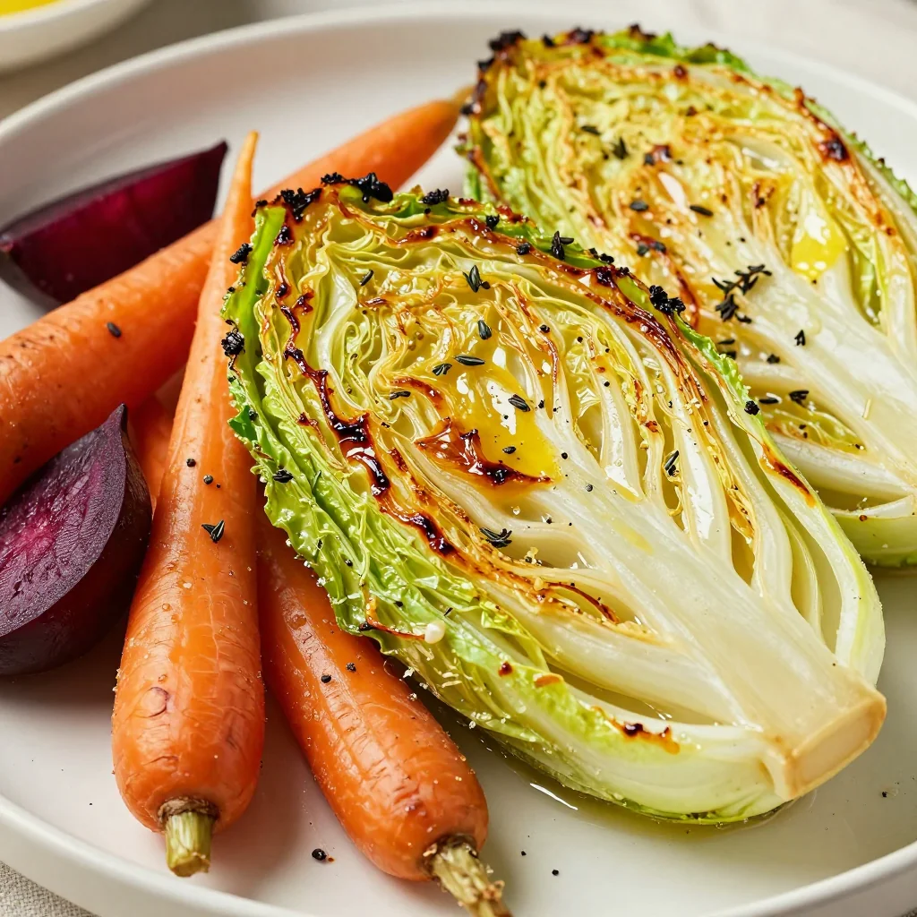 detox lemon and herb roasted cabbage with winter root vegetables