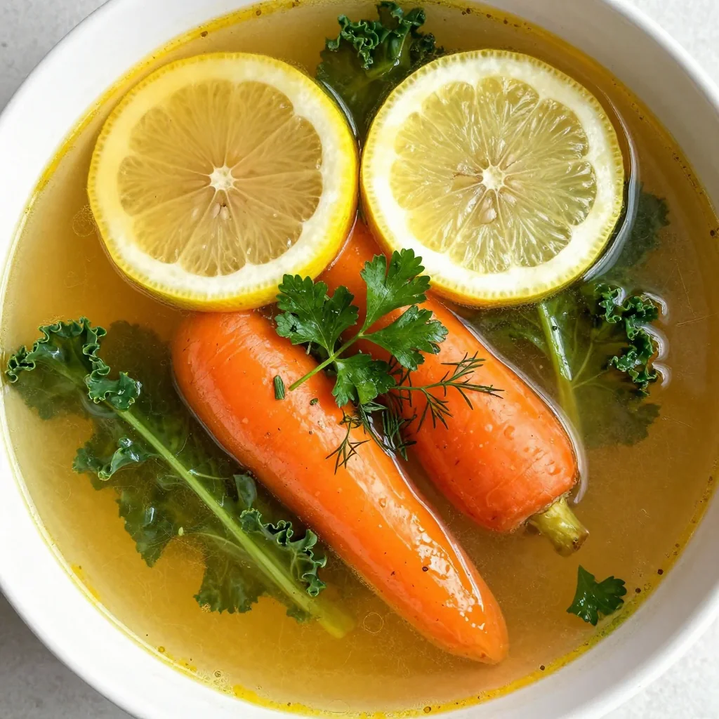 detox winter vegetable soup with lemon and fresh herbs