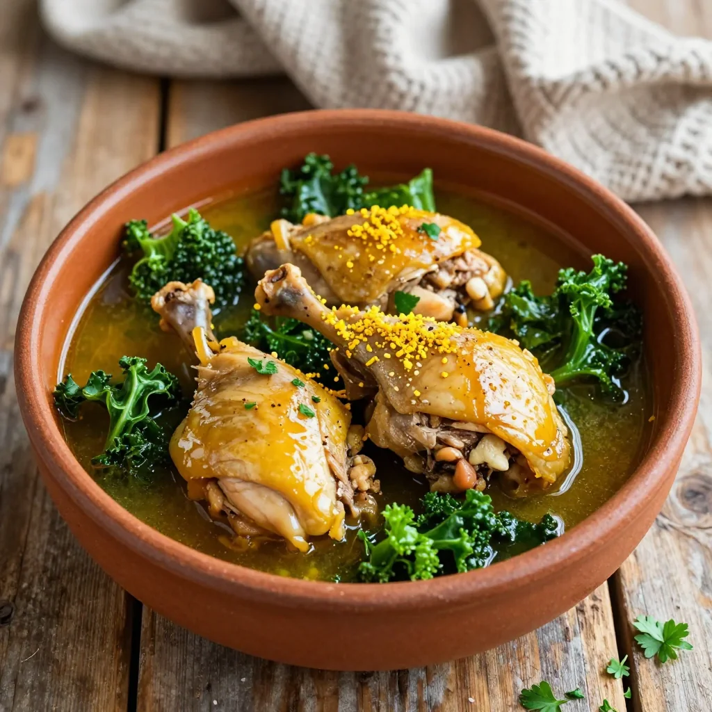 easy slow cooker chicken and kale stew with lemon for cold nights
