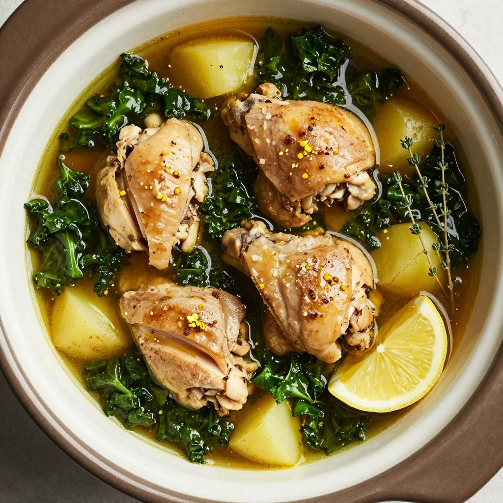 easy slow cooker chicken and kale stew with lemon for cold nights