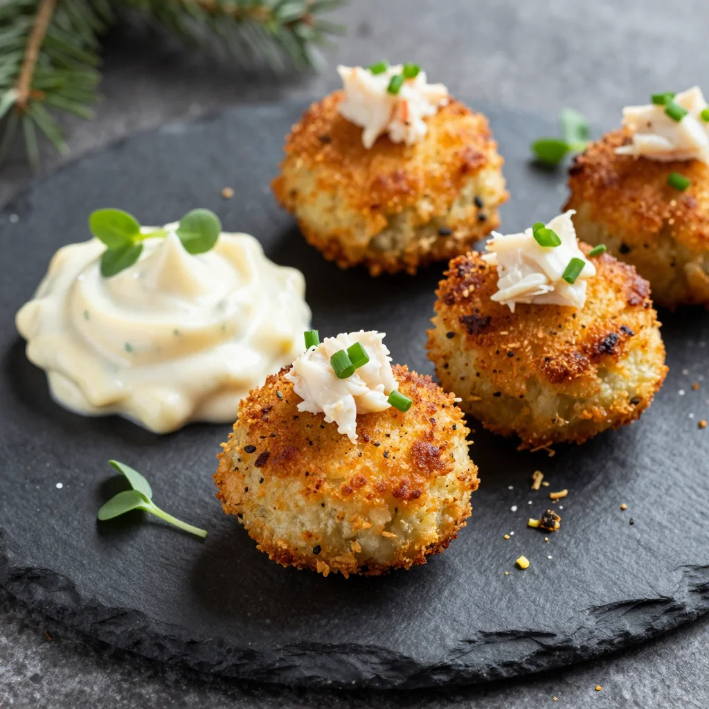 festive new years eve mini crab cakes with lemon garlic aioli