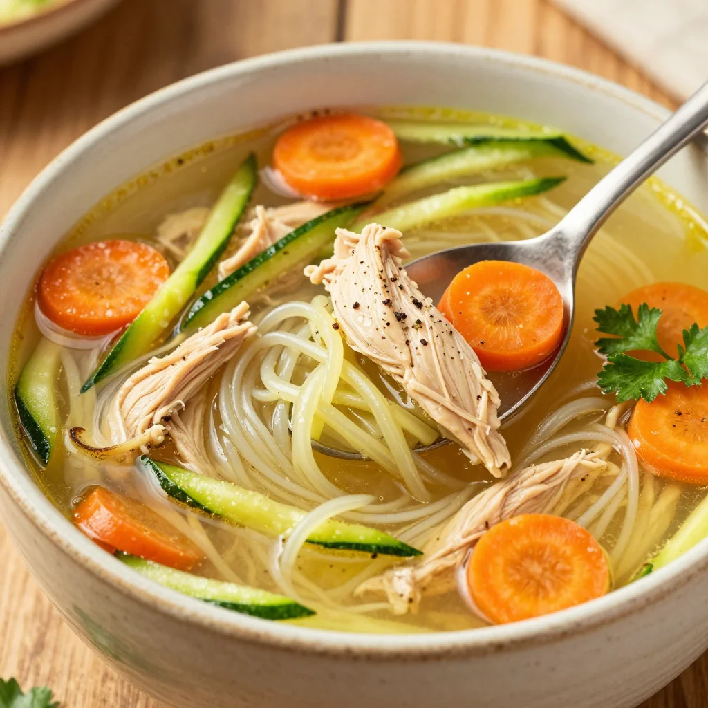Freezer Prep Chicken Noodle Soup with Zucchini Noodles