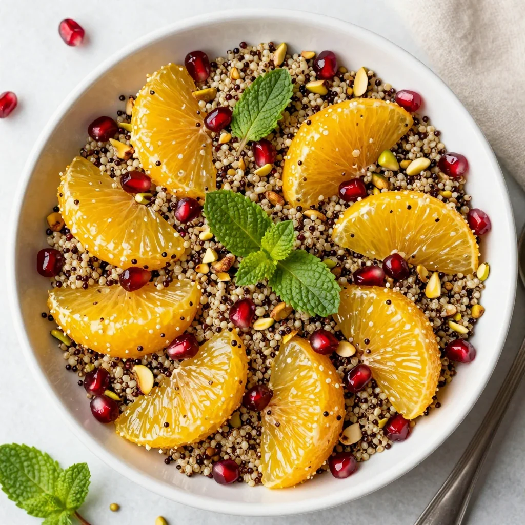 fresh citrus and herb quinoa salad for bright holiday brunch