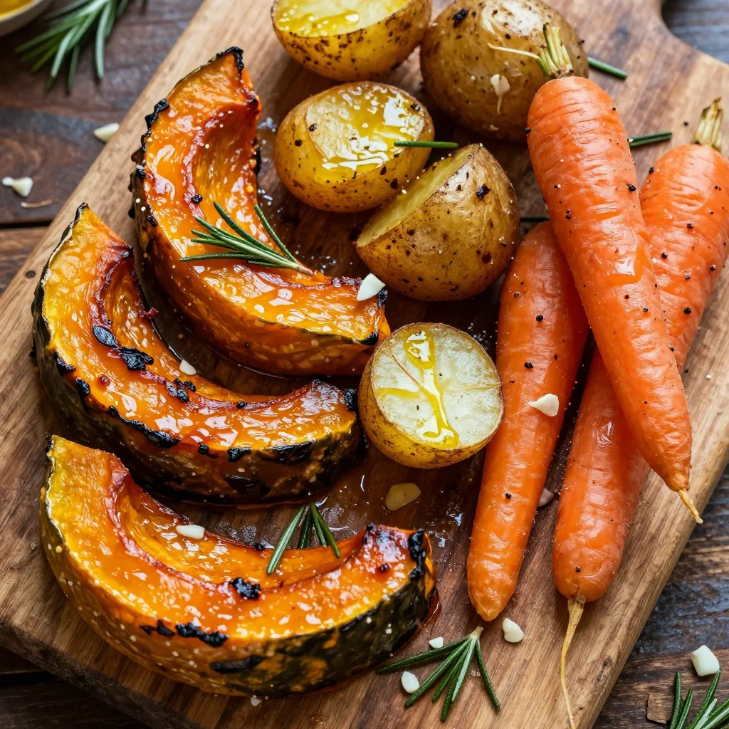garlicrosemary roasted winter squash with potatoes and carrots