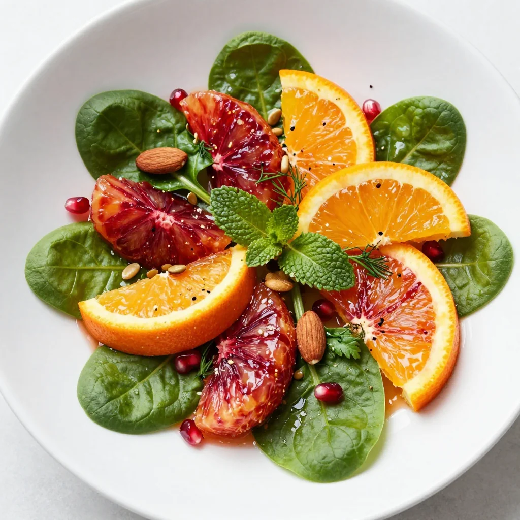 healthy citrus and herb spinach and orange salad for new years reset