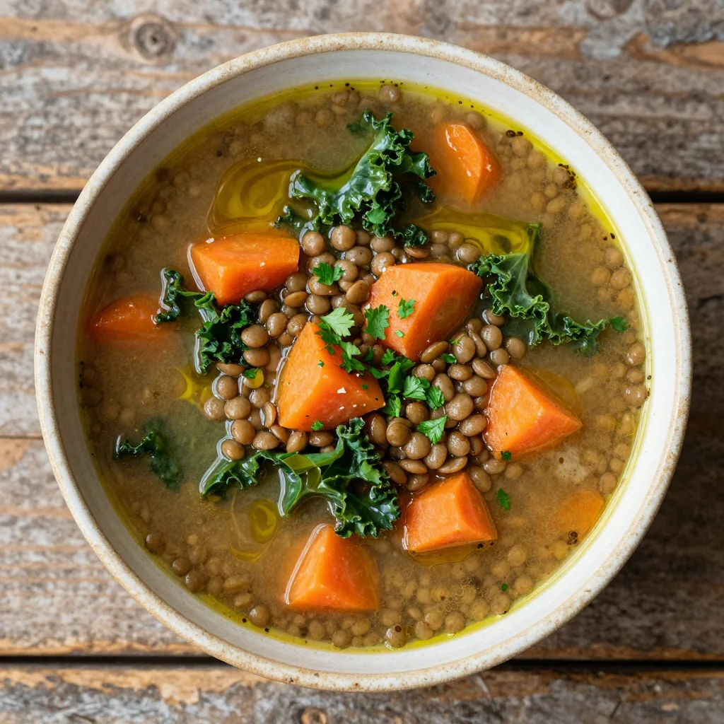 healthy clean eating onepot lentil and winter vegetable soup for january