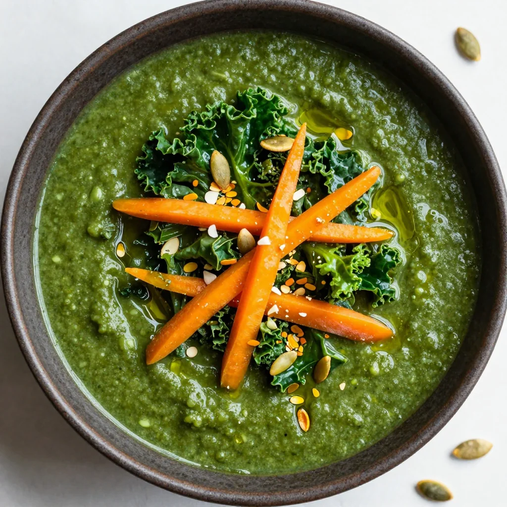 healthy kale and carrot soup with garlic for family meal prep