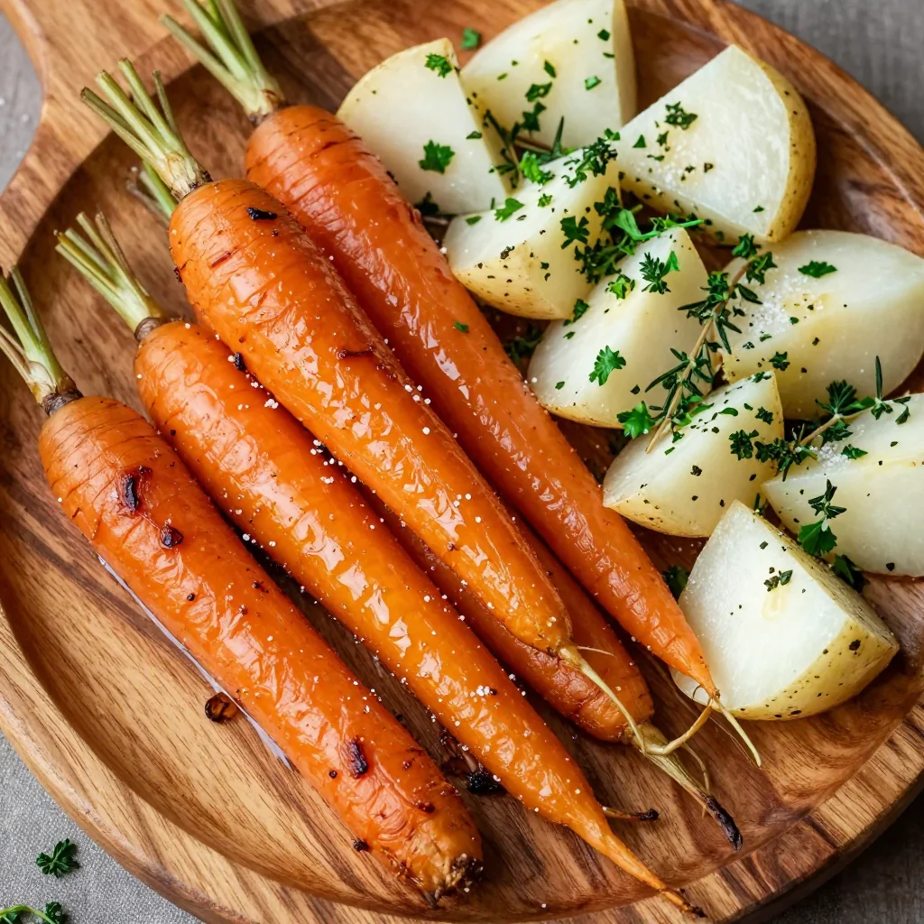healthy lemon and herb roasted carrots and turnips for family suppers