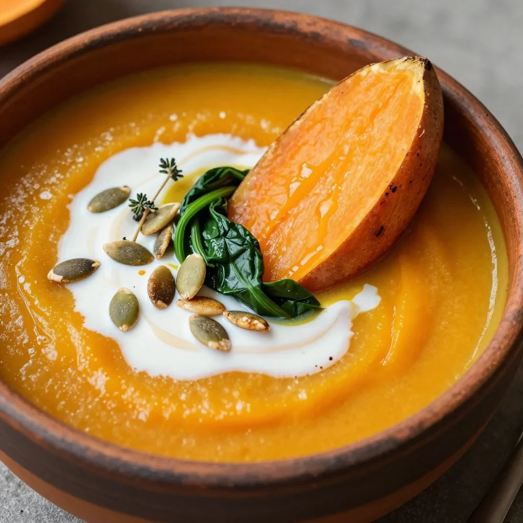 healthy one pot spinach and sweet potato soup for cold days