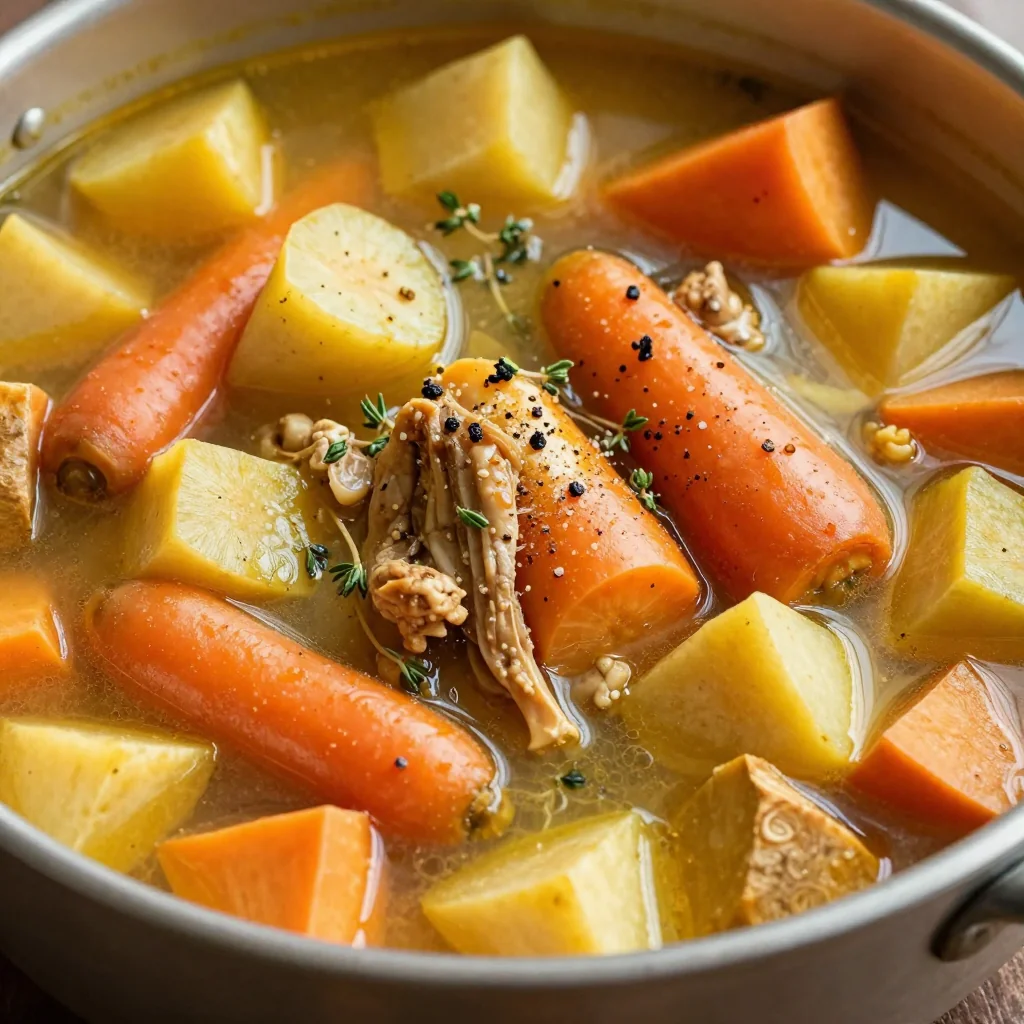 healthy slow cooker chicken and root vegetable stew for cold evenings