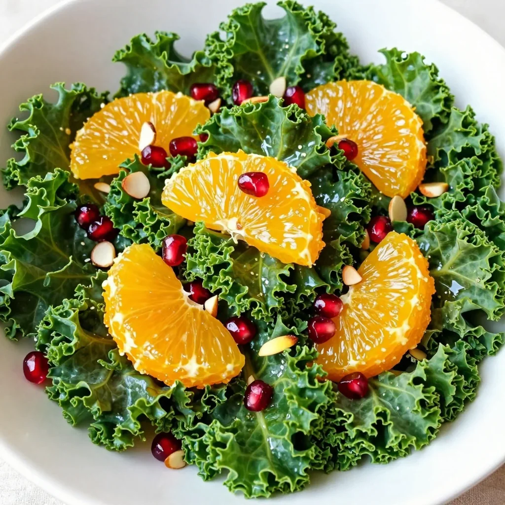 healthy winter salad with kale oranges and lemon dressing