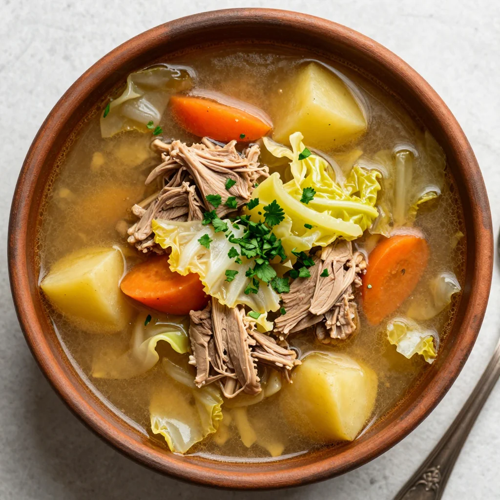 hearty slow cooker turkey and cabbage soup for cold day comfort