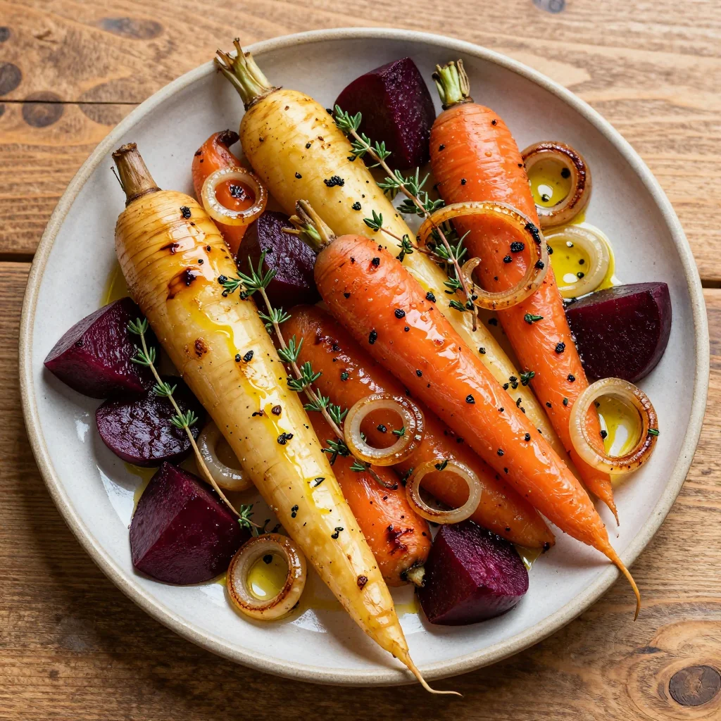herbroasted root vegetable medley with caramelized onions for holidays