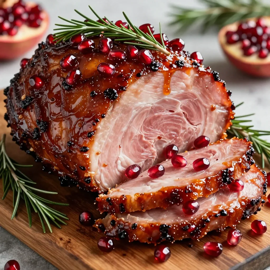 homemade pomegranate molasses glazed ham for holiday entertaining