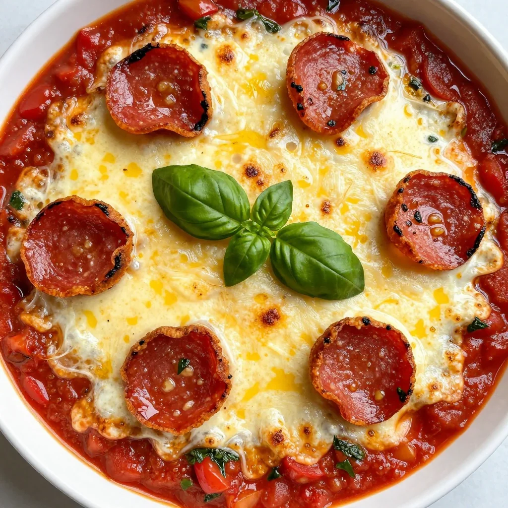 Keto Pizza Bowl with Pepperoni and Mozzarella Cheese