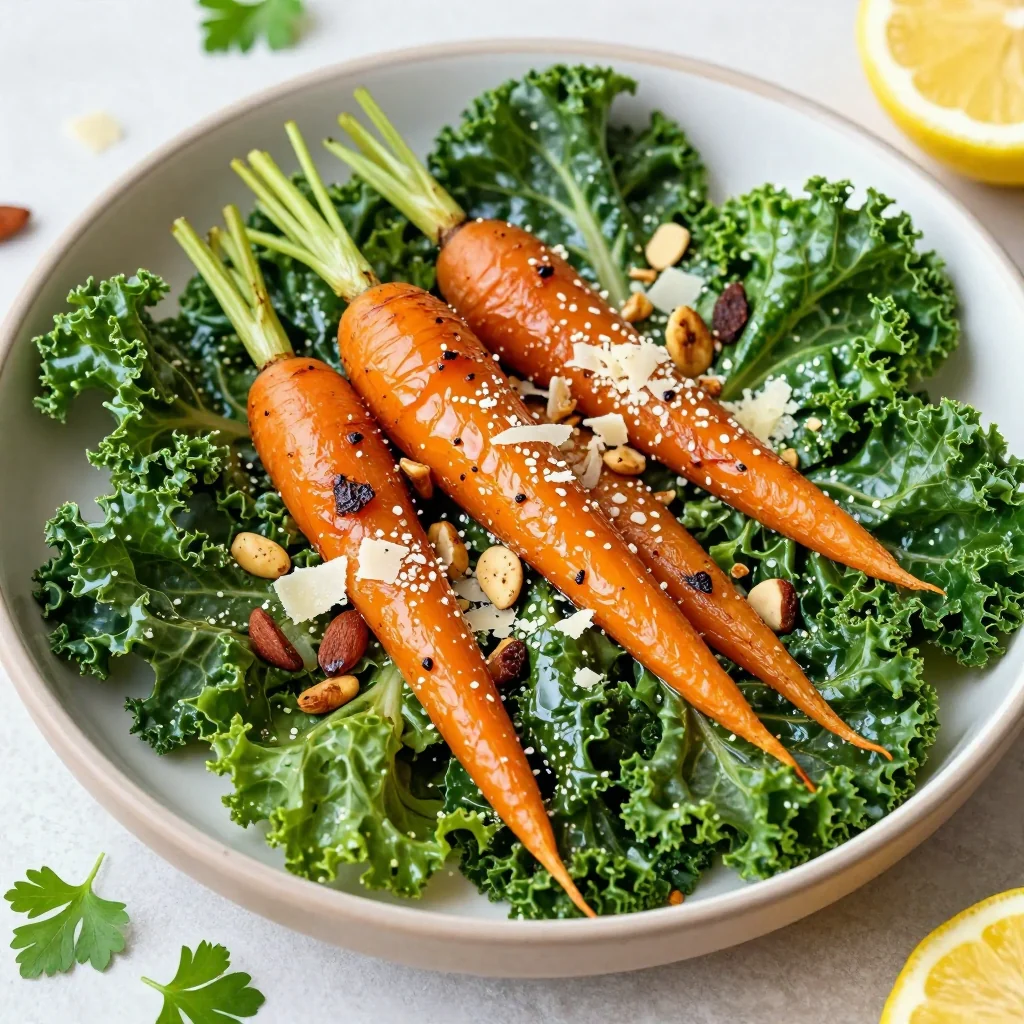 lemon and garlic roasted kale and carrot salad for detox meals