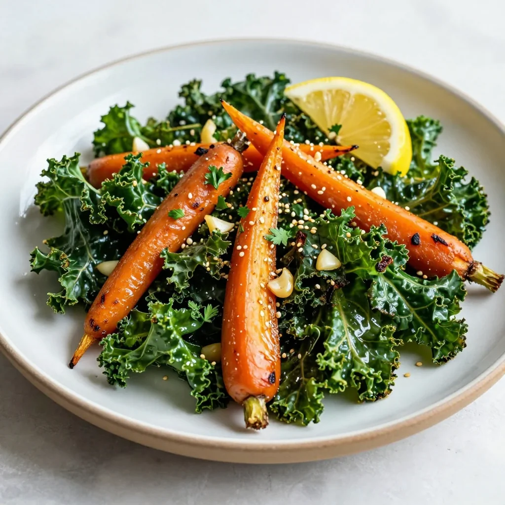 lemon and garlic roasted kale and carrot salad for detox meals