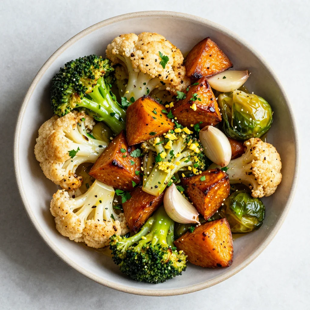 lemon garlic roasted winter vegetables for easy meal prep