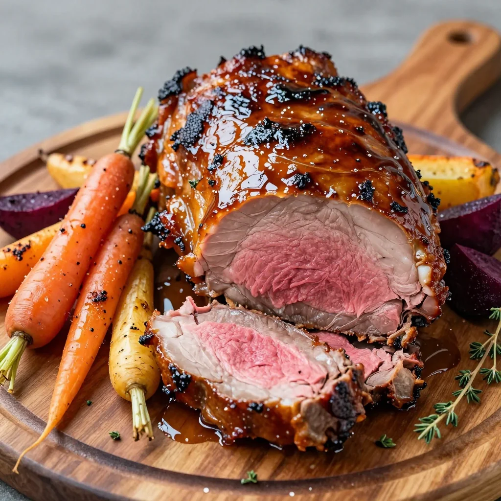 maple dijon glazed pork tenderloin with root vegetables for dinner