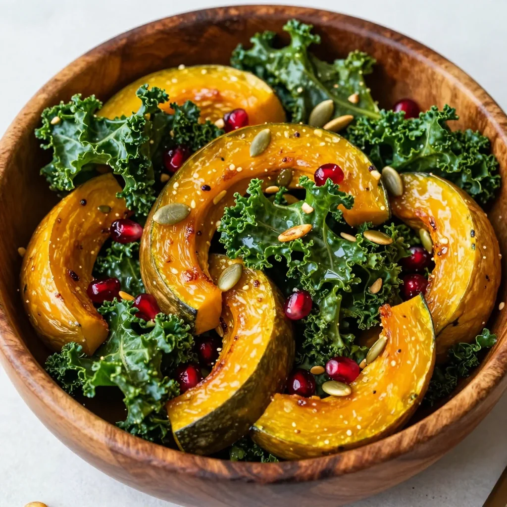 nutritious whole30 roasted winter squash and kale salad