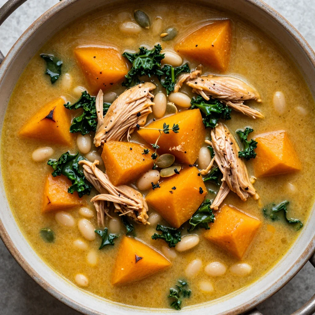 one pot chicken and winter squash soup for easy meal prep nights