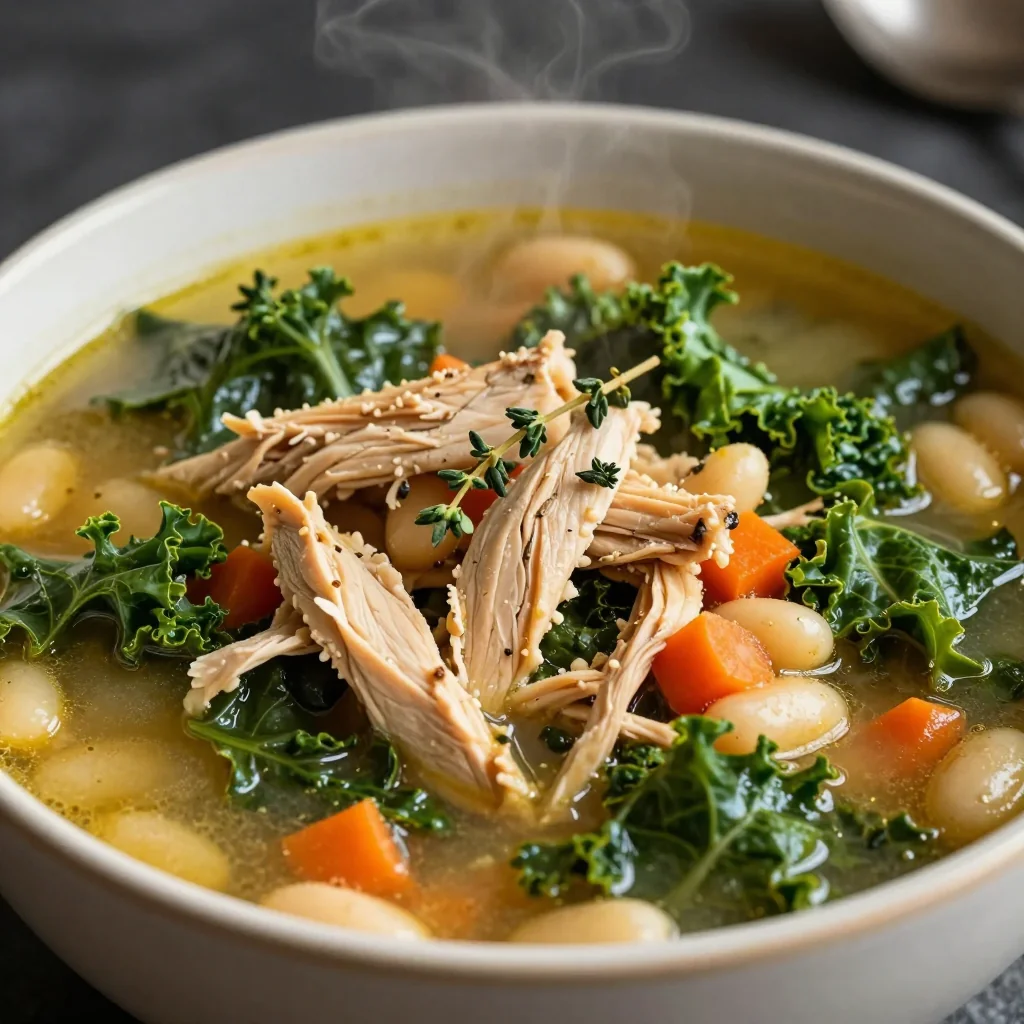 one pot high protein chicken and kale soup for winter meal prep