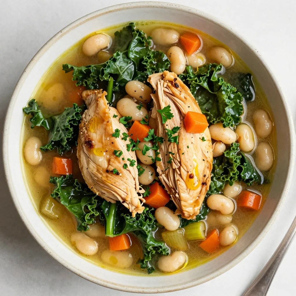 one pot high protein chicken and kale soup for winter meal prep