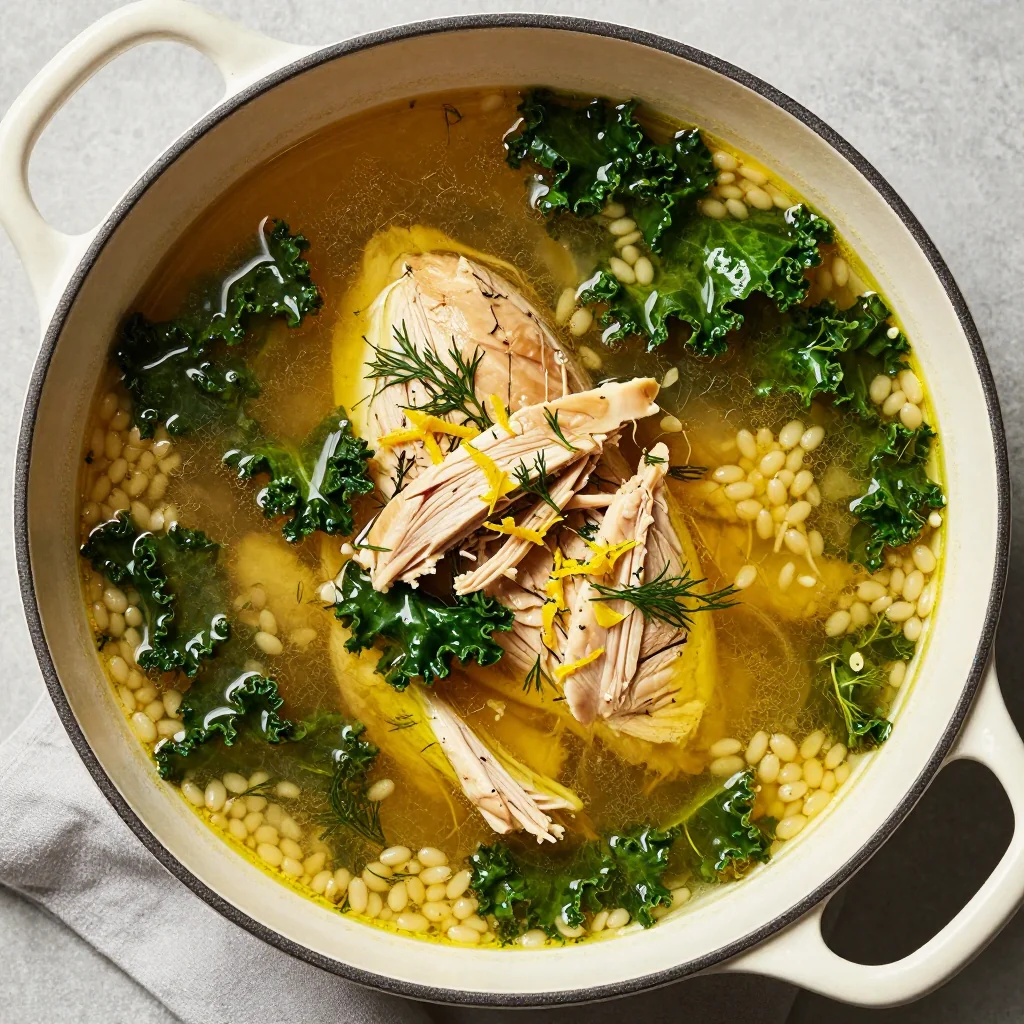 one pot lemon and kale chicken soup for nourishing winter dinners