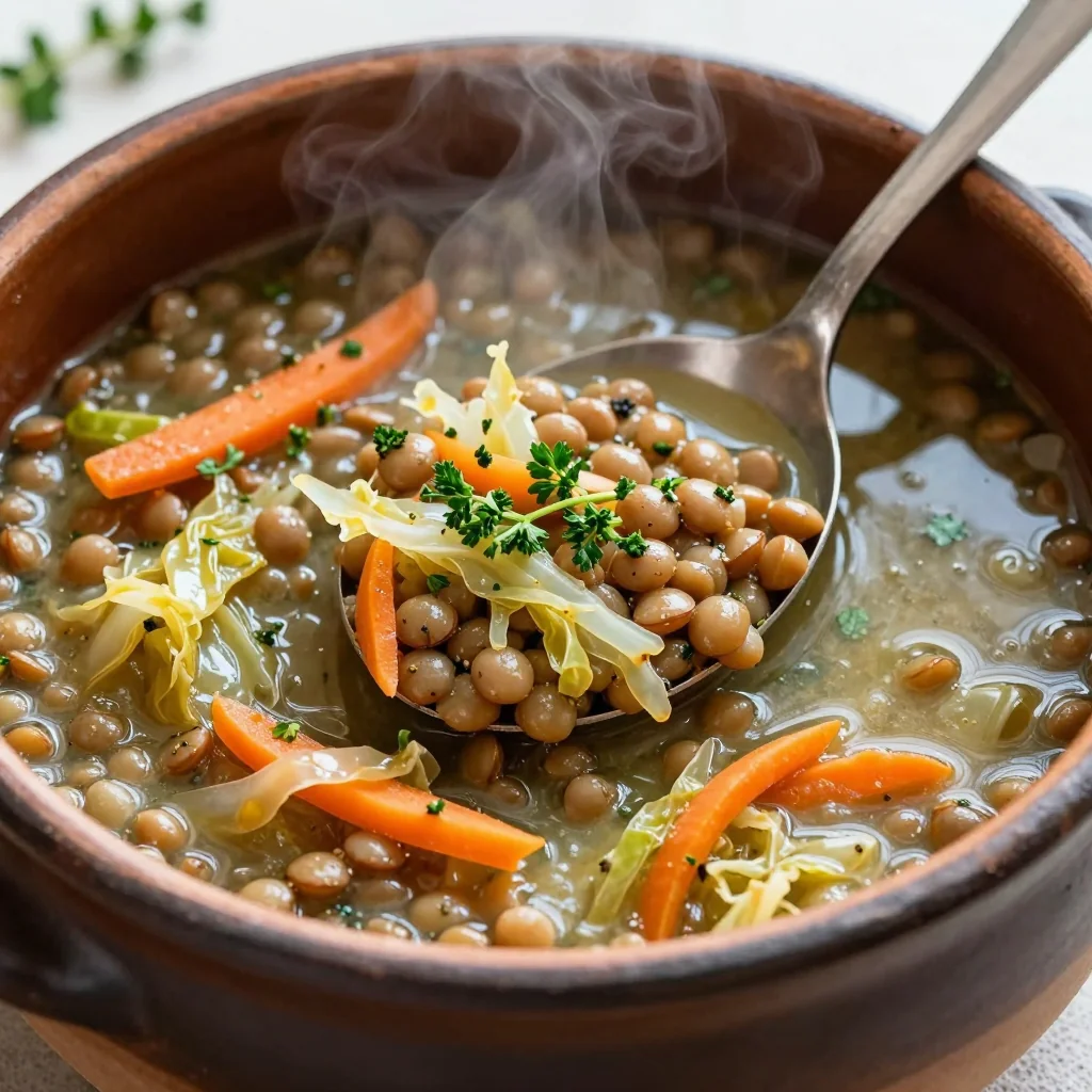 one pot lentil stew with cabbage and carrots for meal prep