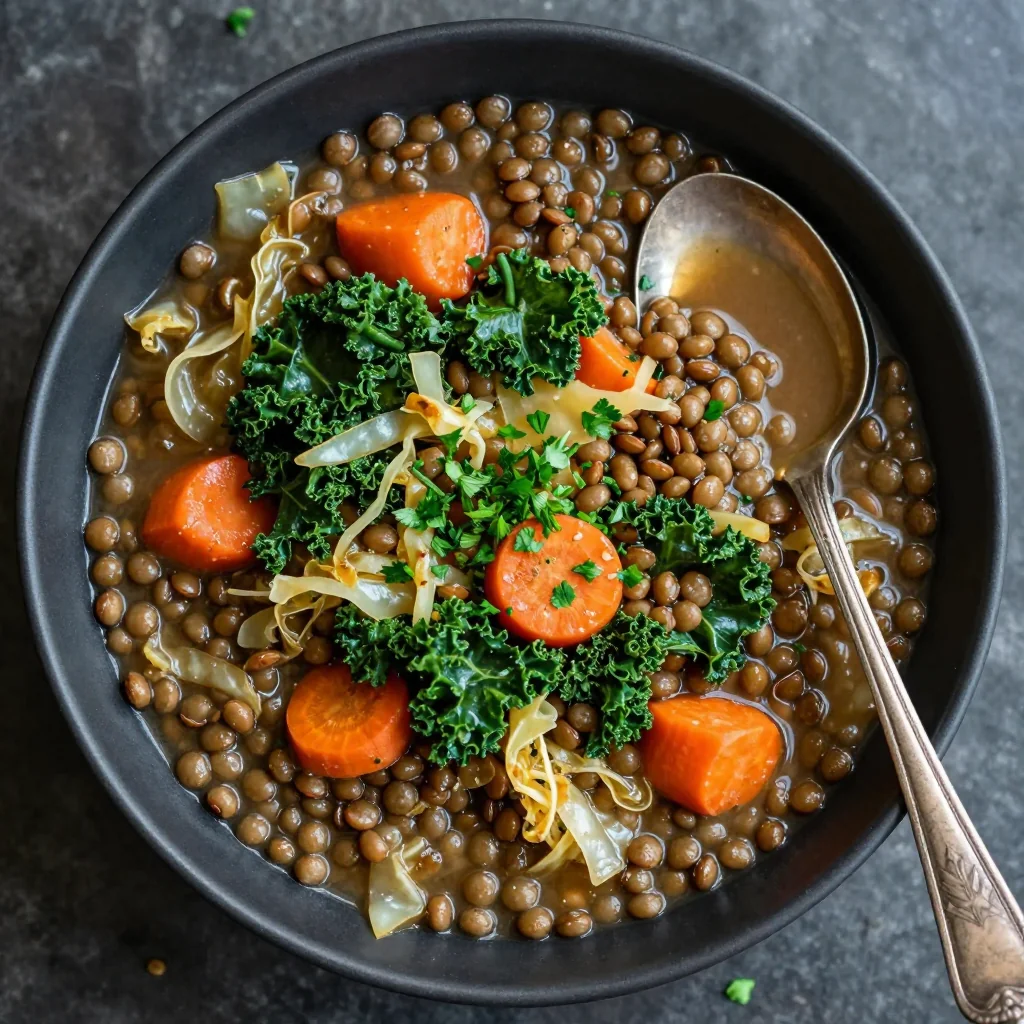one pot lentil stew with cabbage and carrots for meal prep