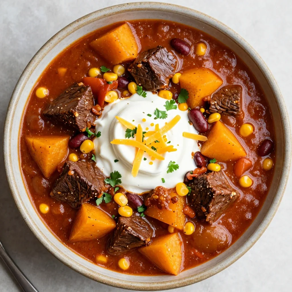 onepot beef and winter squash chili for family comfort meals