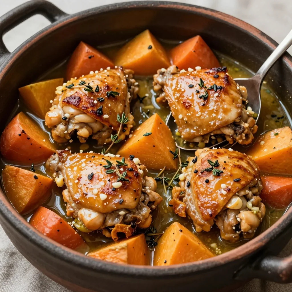 onepot garlic chicken and root vegetable stew for budget dinners