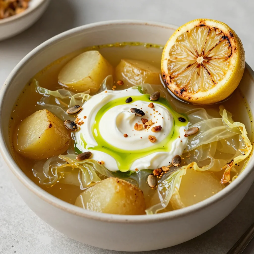 onepot roasted lemon cabbage and potato soup for january evenings