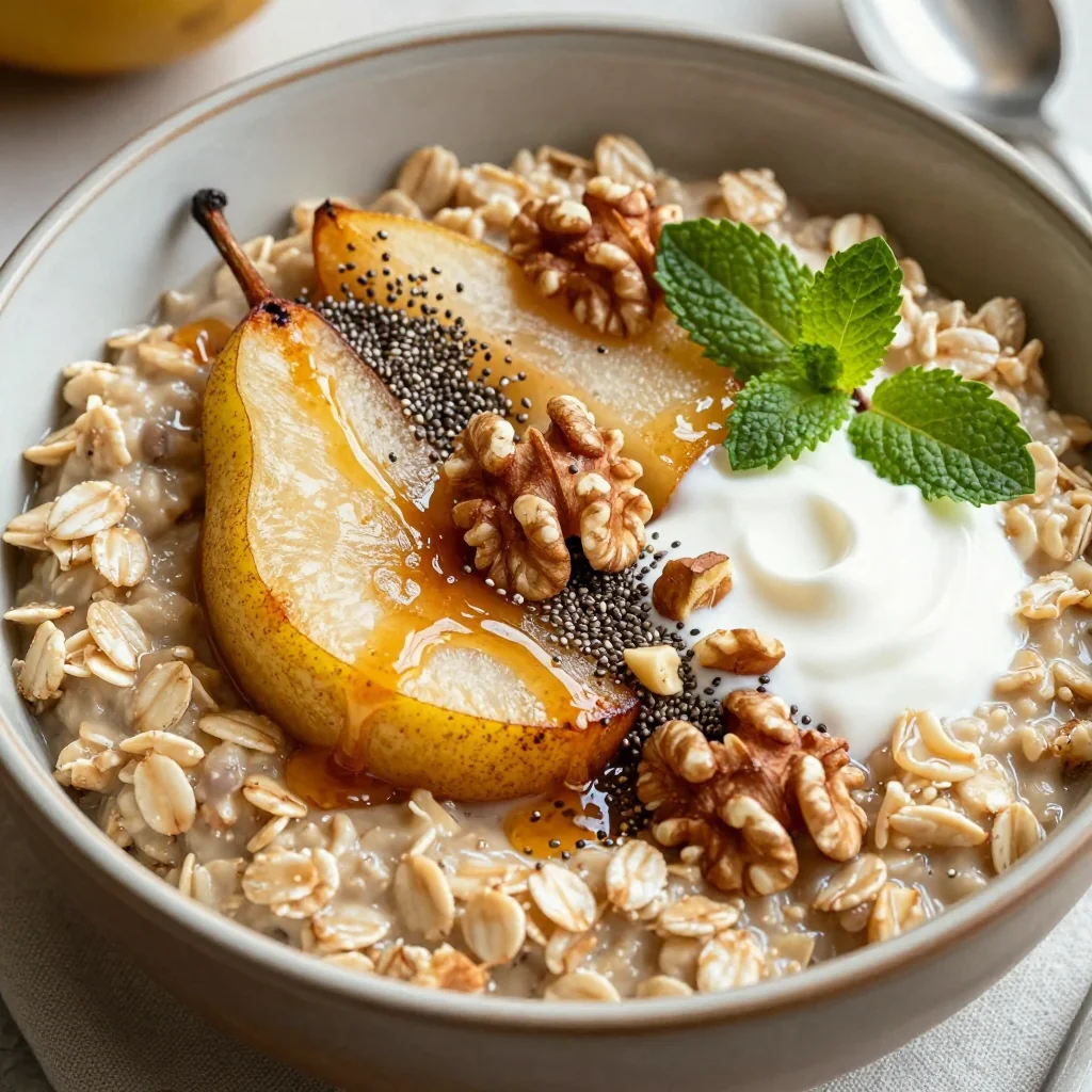 Overnight Steel Cut Oats With Spiced Pears Prep