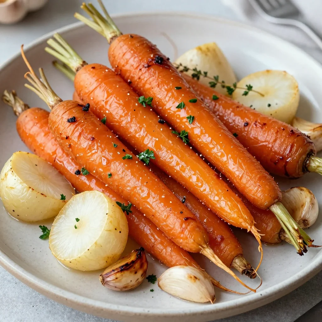 roasted garlic and herb carrots with turnips for family suppers
