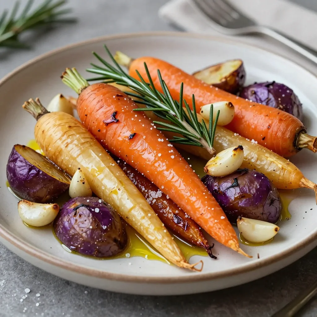 roasted winter root vegetables with garlic and rosemary for comfort food