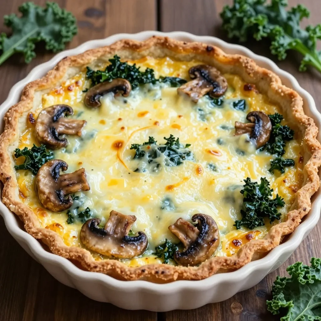 savory mushroom and kale quiche for cozy winter family meals