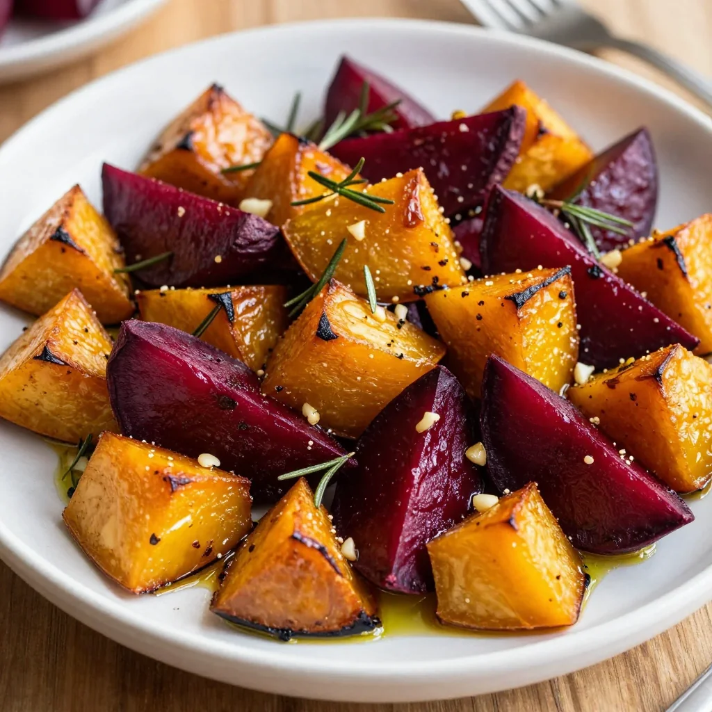 savory roasted winter squash and beets with garlic for family meals