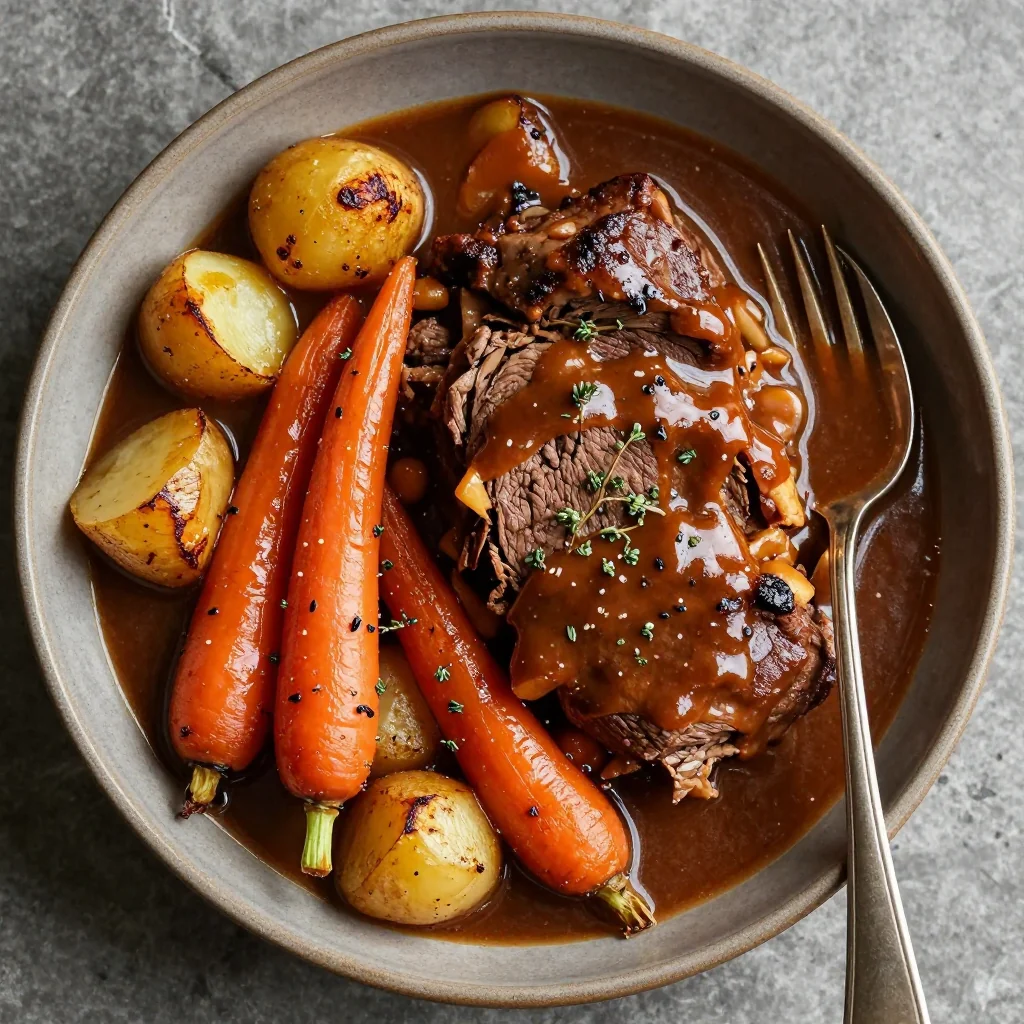 slow cooker beef pot roast with root vegetables for holiday comfort