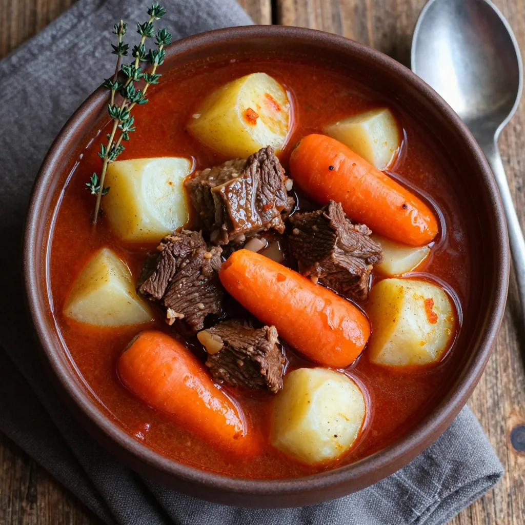 slow cooker beef stew with carrots turnips and potatoes for winter suppers