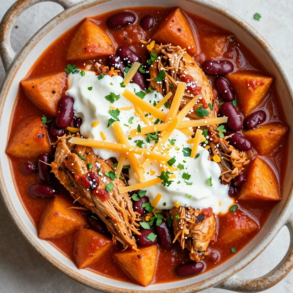 slow cooker chicken and sweet potato chili for healthy family dinners