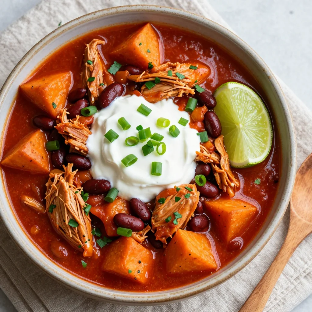 slow cooker chicken and sweet potato chili for healthy family dinners