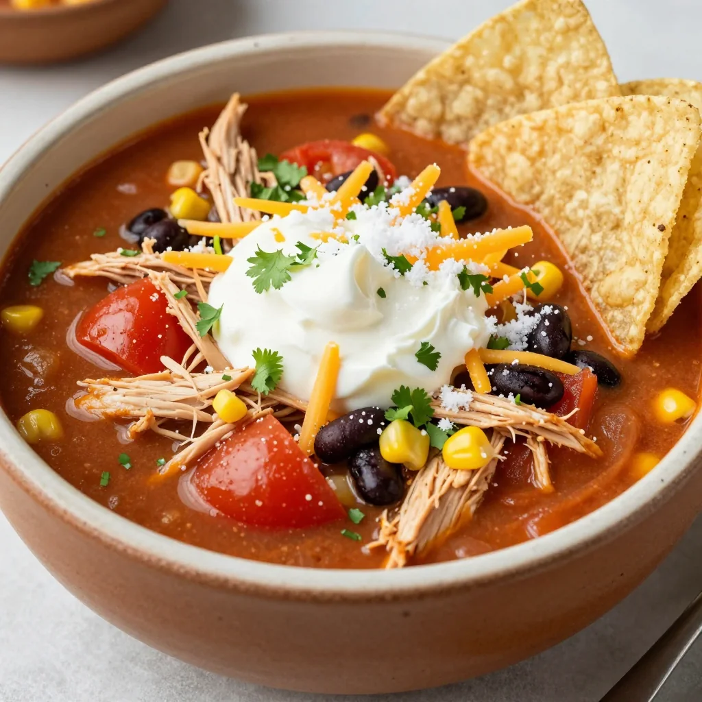 Slow Cooker Chicken and Taco Soup for Leftover Chicken